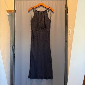 Elegant Navy Sleeveless Dress with print